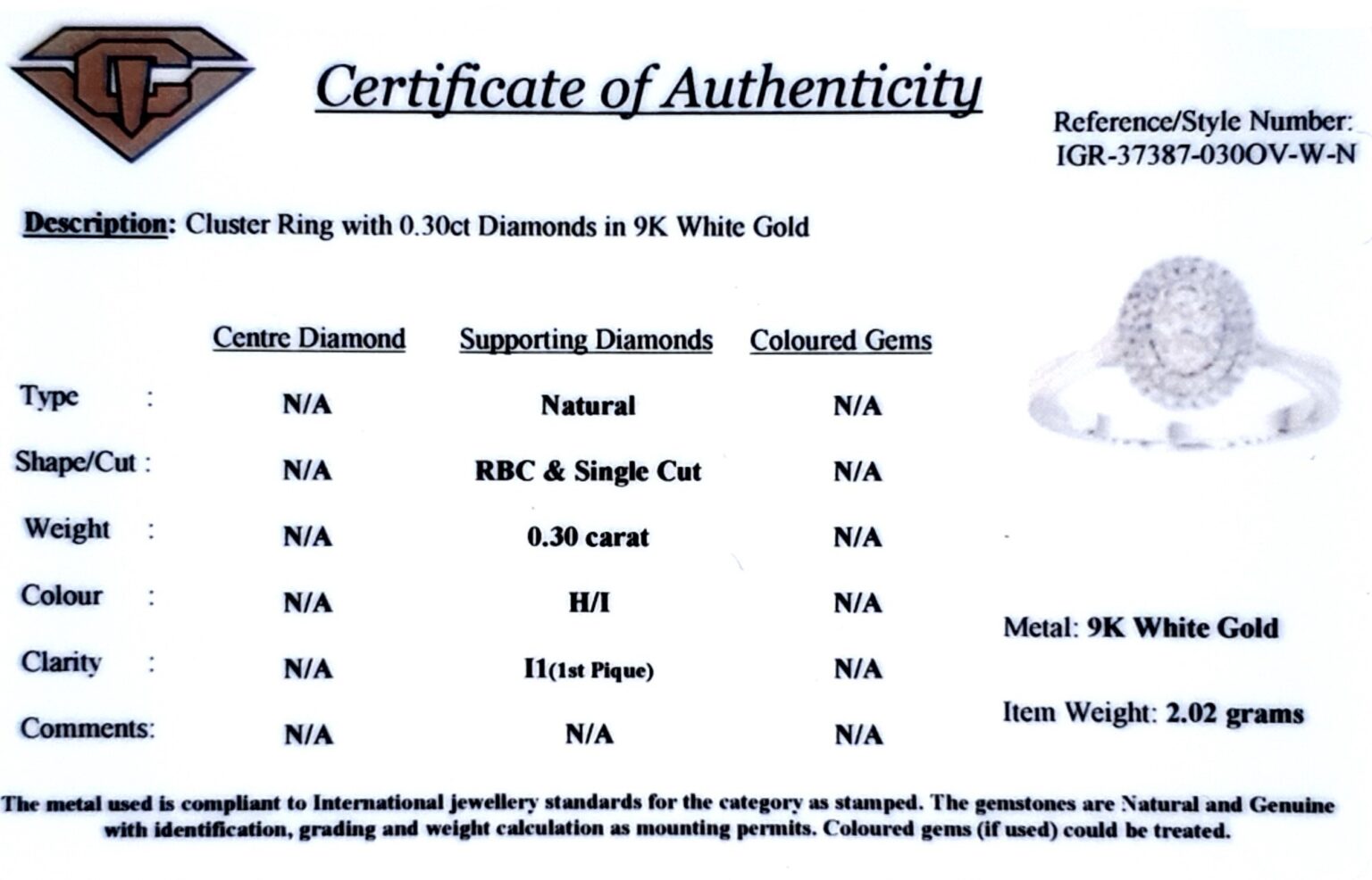 Royal Diamond 9K White Gold Diamond Ring_2