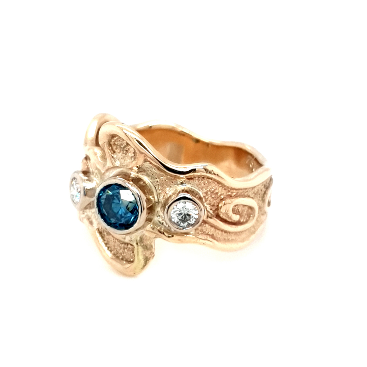 Leon Baker 9K Yellow Gold White and Treated Blue Diamond Ring_1