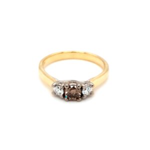 Leon Bakers 18K Yellow Gold and Wjite Gold Argyle Champagne Diamond and White Diamond Engagement Ring_0