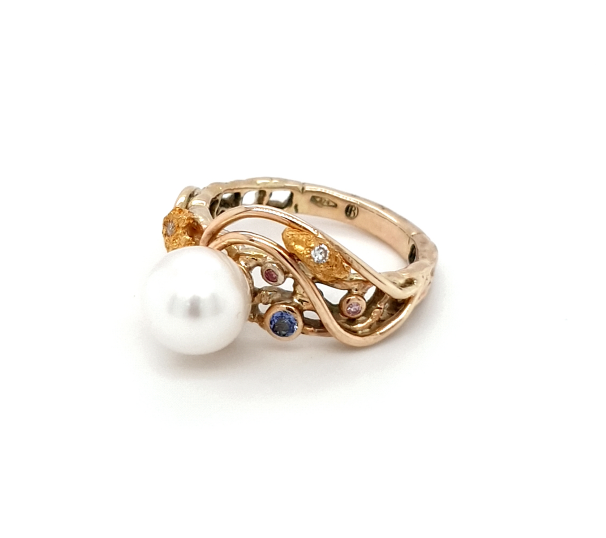 Leon Bakers 9K Yellow Gold Coral Bay Gold Nugget and Pearl Ring_1