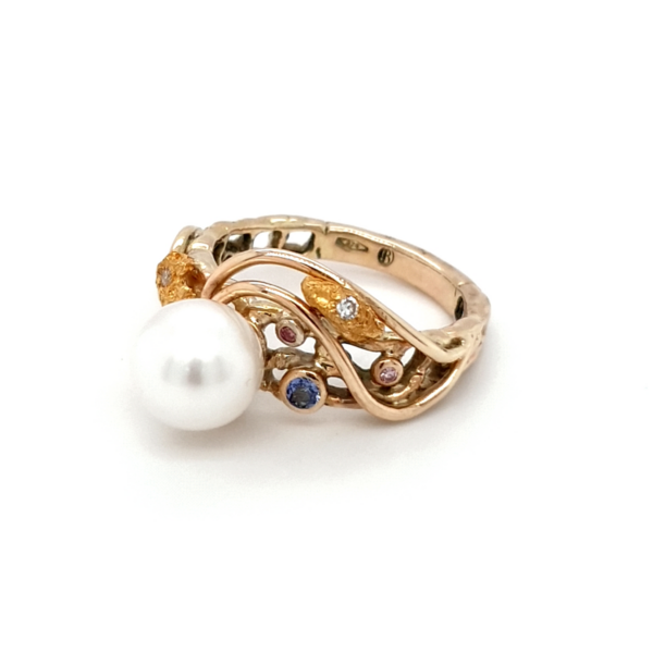 Leon Bakers 9K Yellow Gold Coral Bay Gold Nugget and Pearl Ring_1