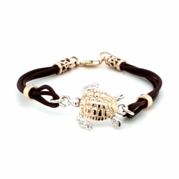 Coral Bay Collection Turtle Bracelet on Brown Leather_0