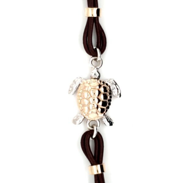 Coral Bay Collection Turtle Bracelet on Brown Leather_1