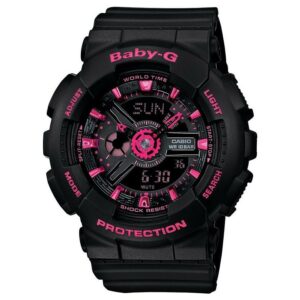 CASIO SPEC $235 BABY-G DIG/ANA W/TIME 1/1000 S/W ALARM 100M BLK/PINK/LCD/BLK RESIN BA111-1A_0
