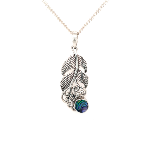 Leon Baker Sterling Silver and Paua Shell Leaf Pendant_0