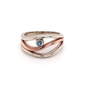 Coral Bay Collection 9K White and Rose Gold Ring with Aquamarine_0