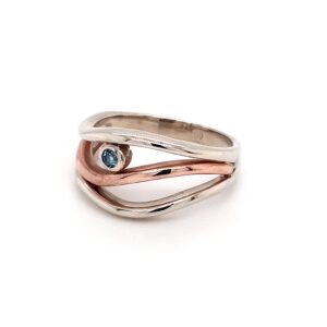 Coral Bay Collection 9K White and Rose Gold Ring with Aquamarine_1