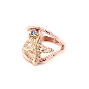Coral Bay Collection 9K Rose and Yellow Gold Starfish Ring with Aquamarine_1