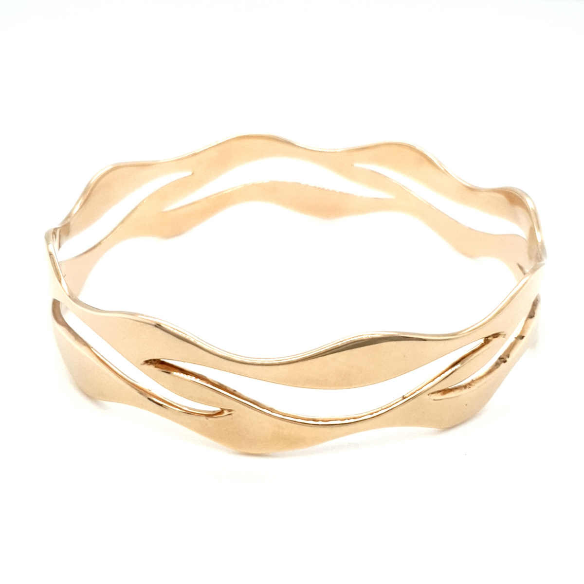 Leon Baker 9K Yellow Gold Cut Out Wave Bangle_0