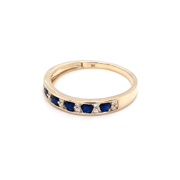 Royal Diamond 9K Yellow Gold Diamond and Blue Sapphire Ring_1
