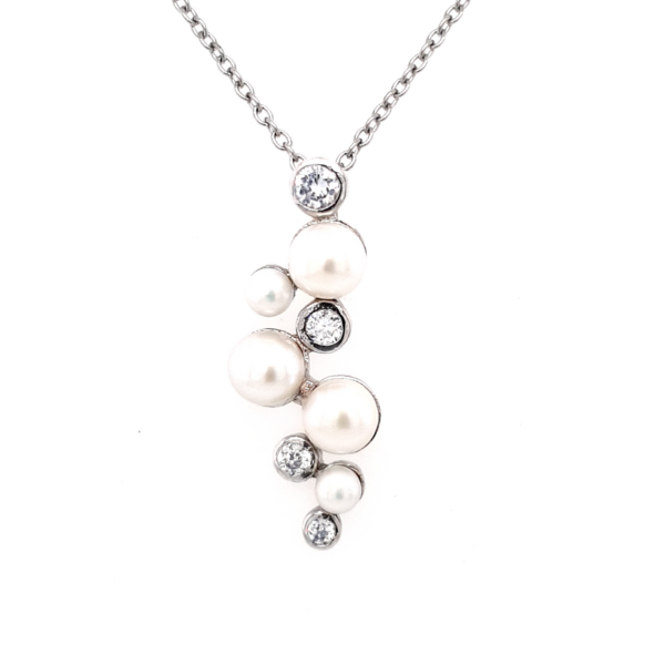Leon Baker Sterling Silver White Pearl and Cubic Zirconia Pendant_0
