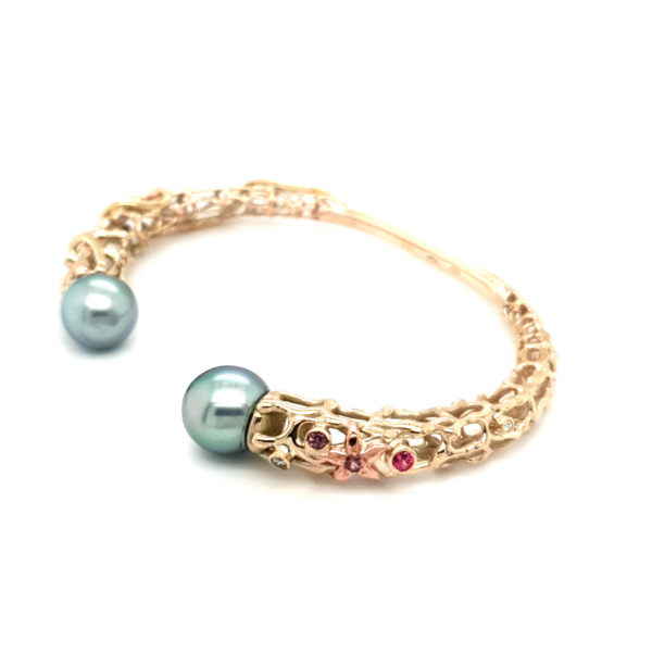 Coral Bay Collection 9K Yellow and Rose Gold Abrolhos Pearl Bangle_1