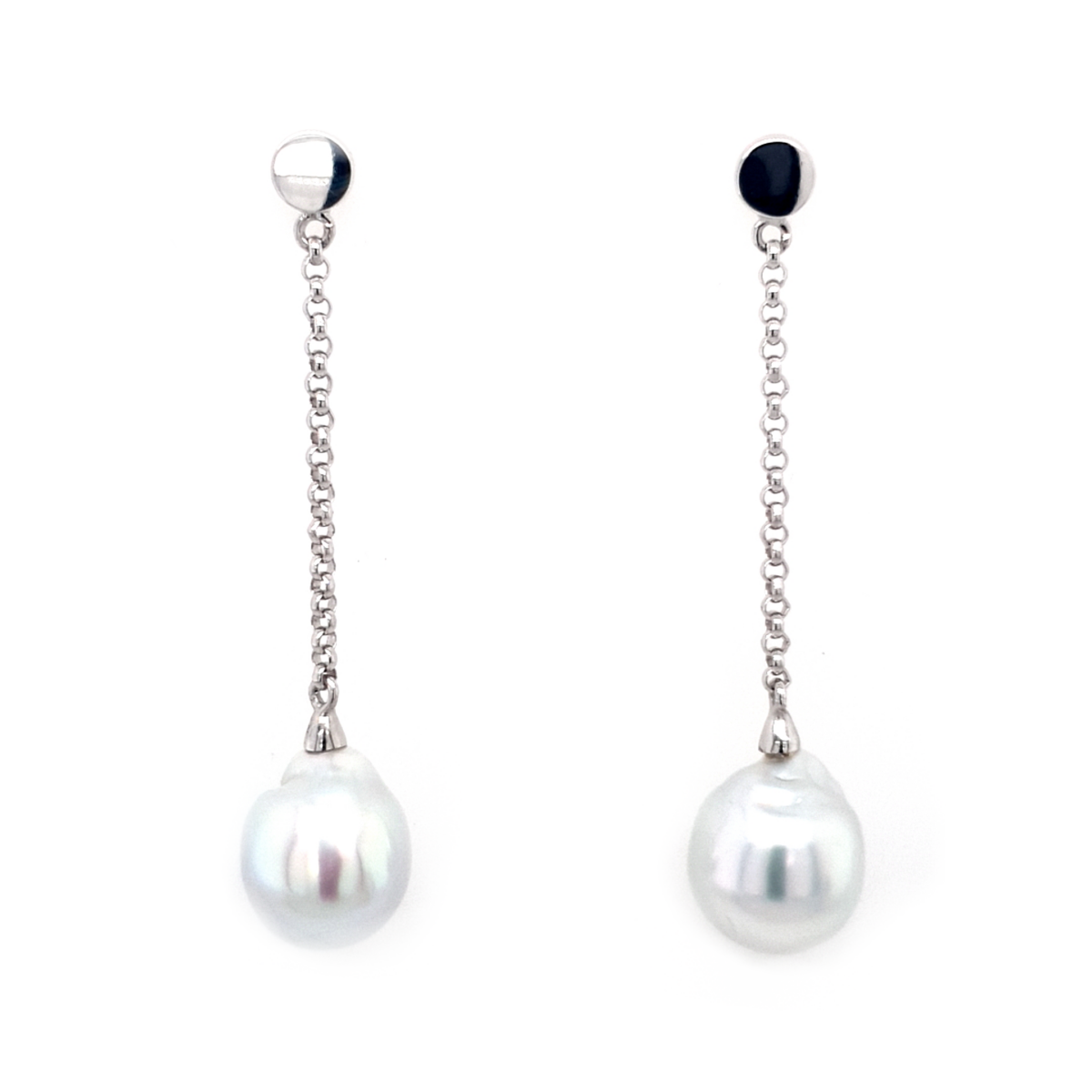 Leon Baker 9K White Gold and Broome Pearl Drop Earrings_0