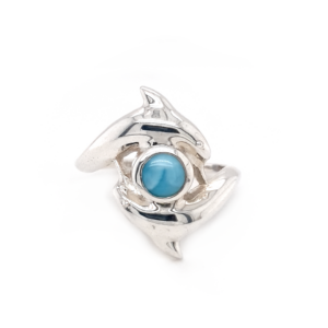 Leon Baker Sterling Silver and Larimar Dolphin Ring_0