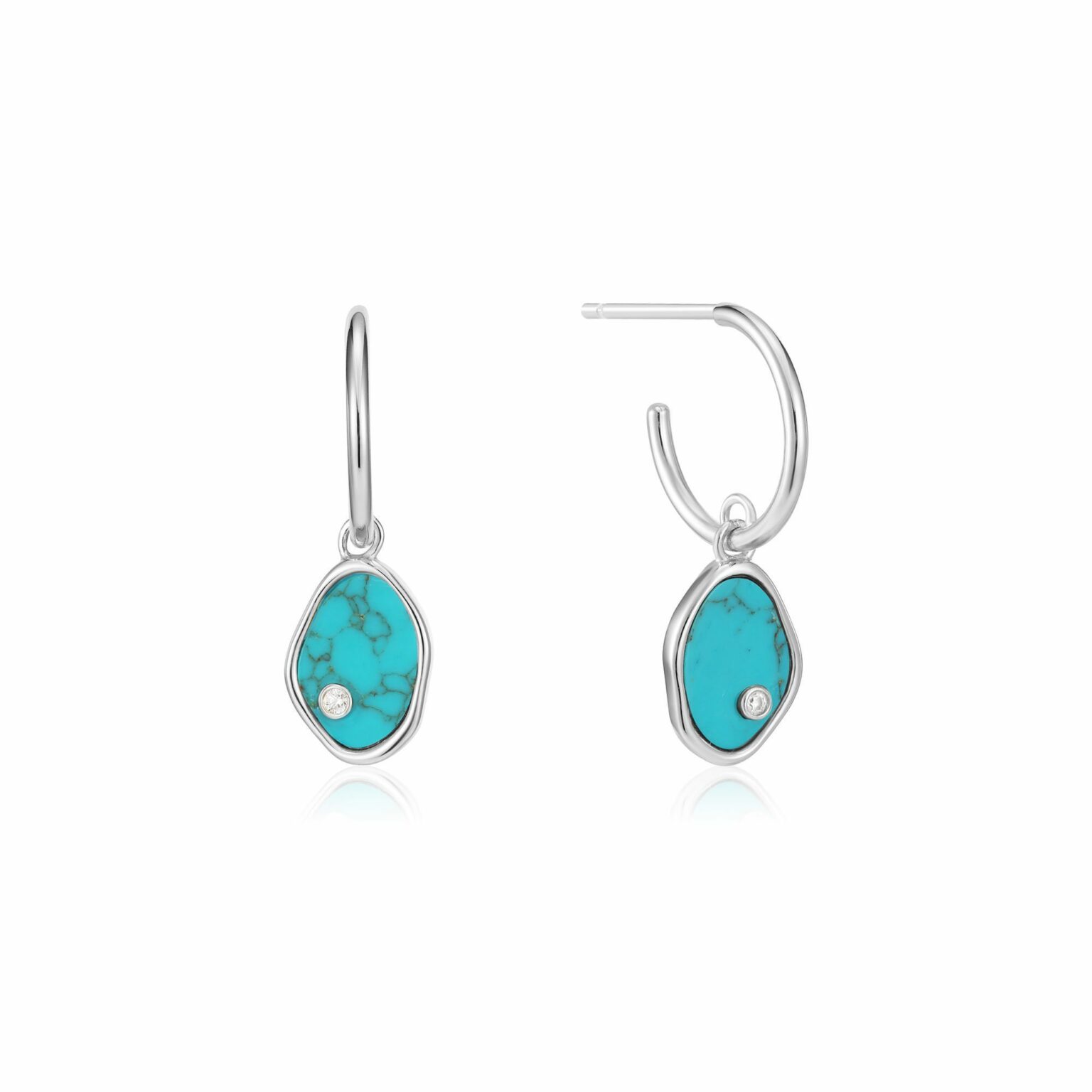 Ania Haie Silver Tidal Turquoise Mini Hoop Earrings_0