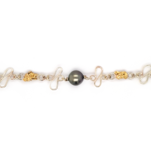 Leon Baker 9k Yellow Gold Abrolhos Pearl and Gold Nugget Bracelet_0