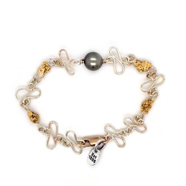 Leon Baker 9k Yellow Gold Abrolhos Pearl and Gold Nugget Bracelet_1