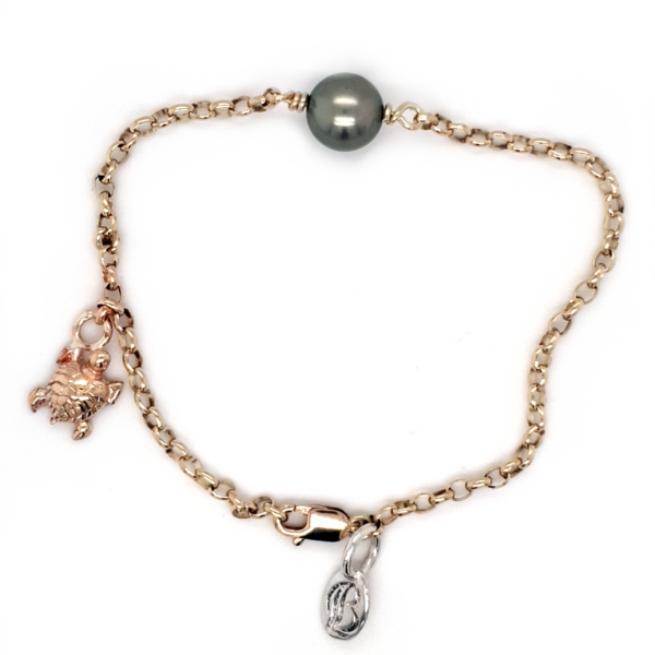 Coral Bay Collection 9K Yellow Gold and Abrolhos Pearl Bracelet with Turtle_1