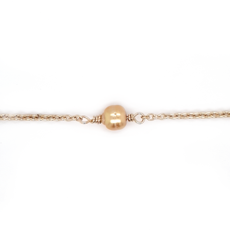 Coral Bay Collection 9K Yellow Gold and South Sea Pearl Bracelet with Turtle_0