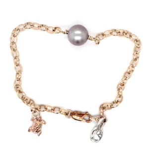 Coral Bay Collection 9K Yellow Gold and Abrolhos Pearl Bracelet with Turtle_1