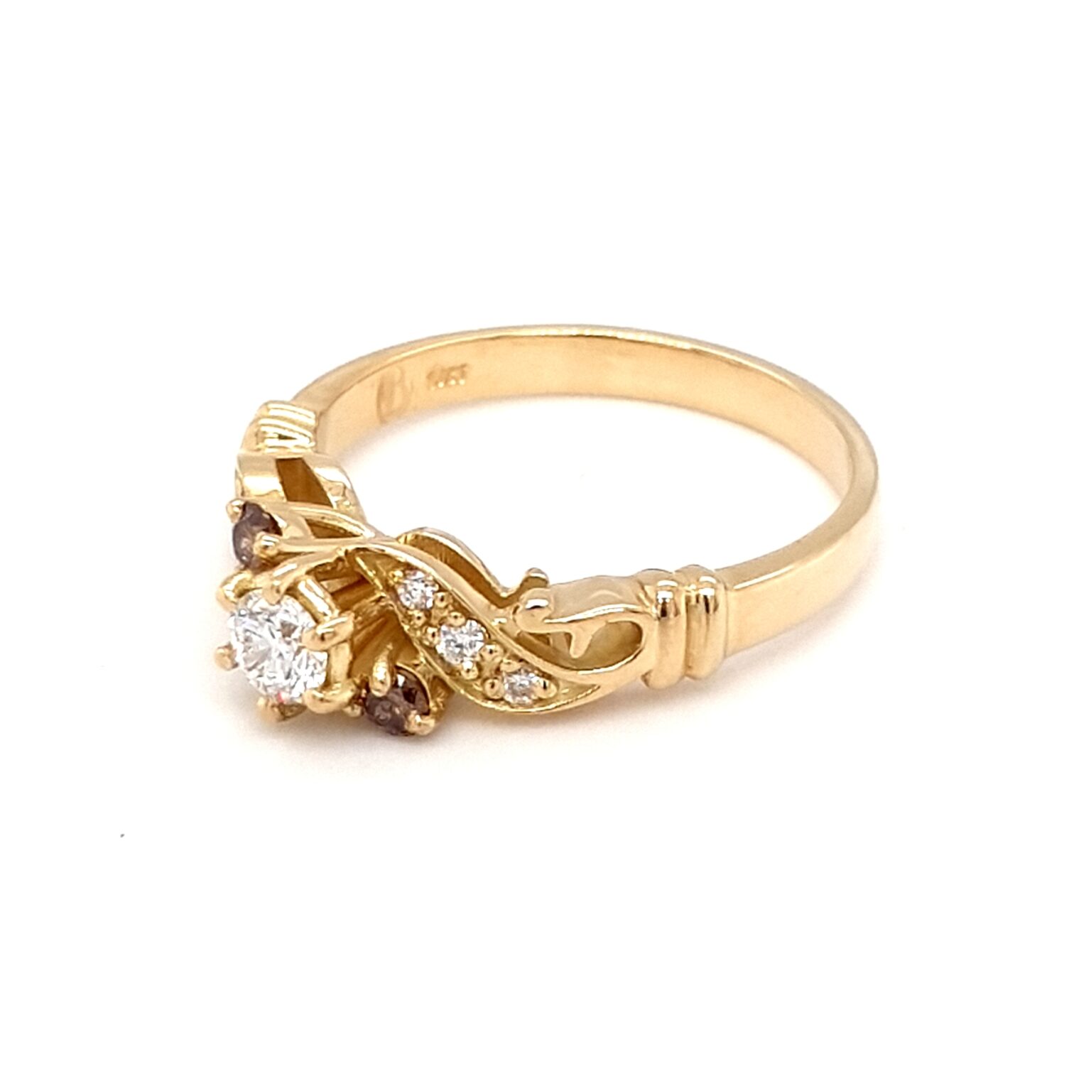 Leon Baker 18K Yellow Gold Champagne and White Diamond Ring_1