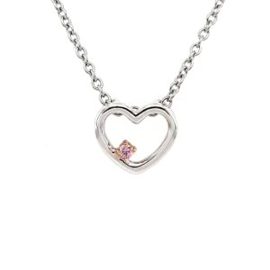 Leon Baker 18K White Gold and Pink Diamond Heart Pendant_0
