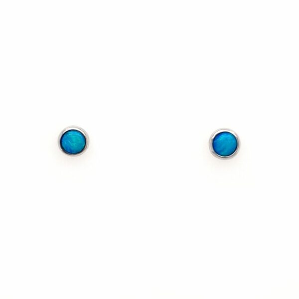 Leon Baker Sterling Silver and Solid Blue Opal Studs_0