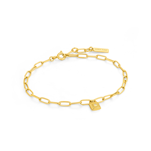 Ania Haie Gold Chunky Chain Padlock Bracelet_0