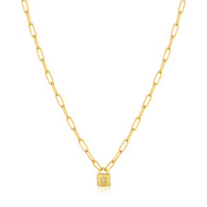 Ania Haie Gold Chunky Chain Padlock Necklace_0