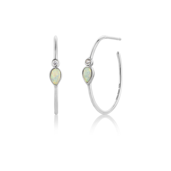 Ania Haie Opal Colour Raindrop Silver Hoop Earrings_0