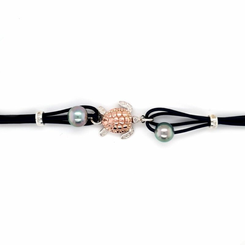 Coral Bay 9K Rose Gold and Sterling Silver Turtle Leather Bracelet with Abrolhos Pearl_0