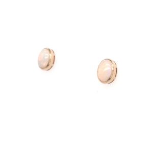 Leon Baker 9K Yellow Gold and Solid White Opal Studs_1