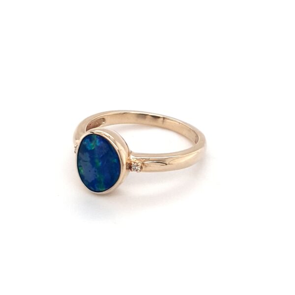 Leon Baker 9K Yellow Gold Blue Opal and Diamond Ring_1
