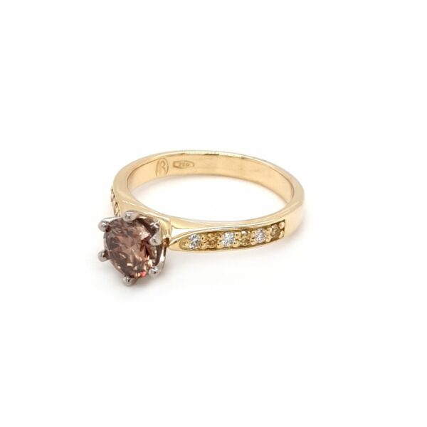 Leon Baker 18K Yellow Gold and Champagne Diamond Engagement Ring_1