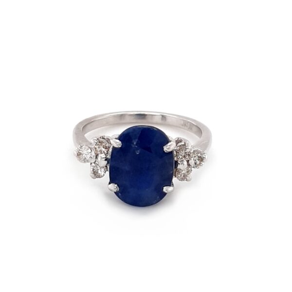 Leon Baker 18K White Gold Blue Sapphire and Diamond Dress Ring_0