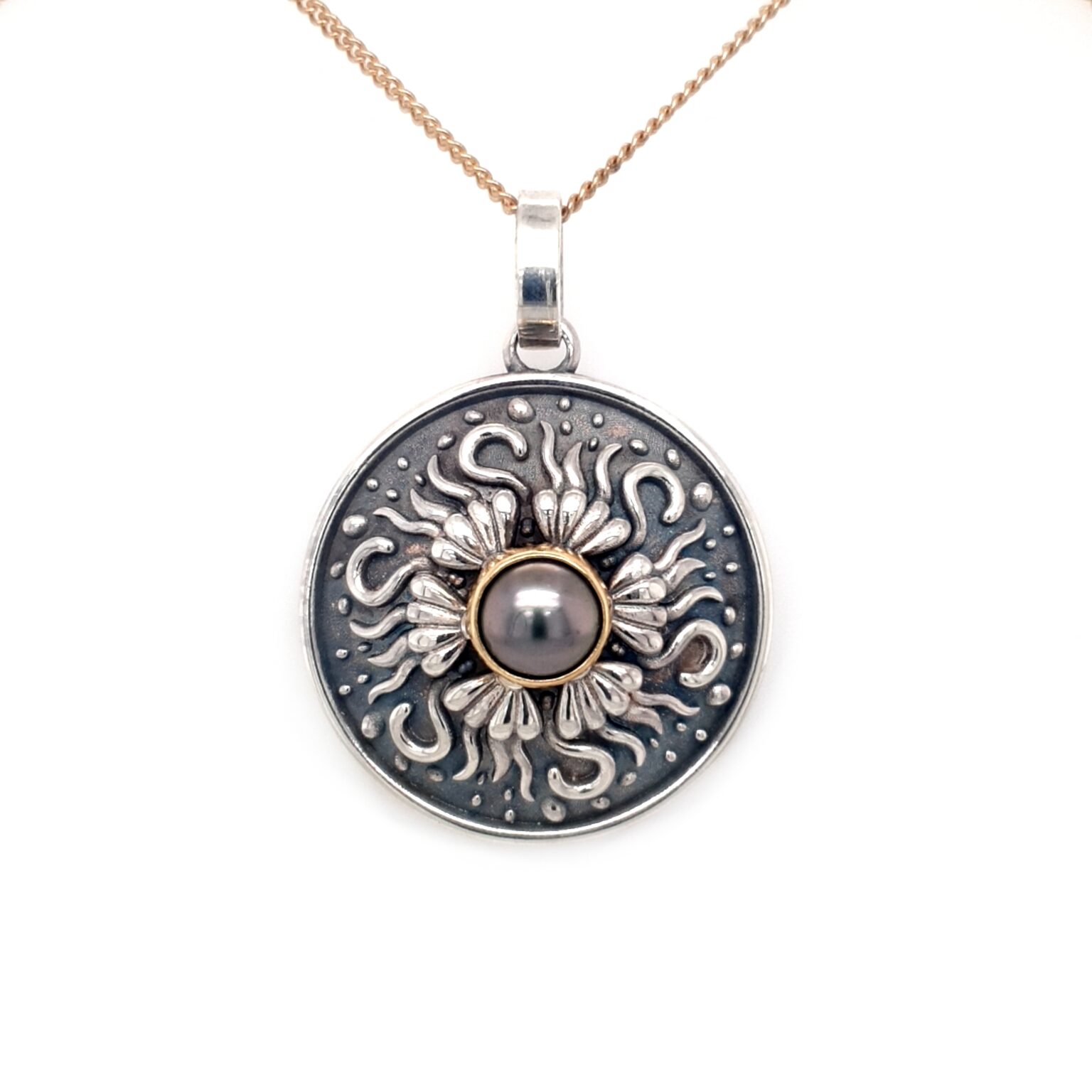 Coral Bay Sterling Silver and Abrolhos Pearl Round Pendant_0