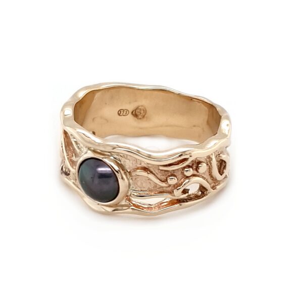 Leon Baker 9K Yellow Gold and Abrolhos Pearl Molten Ring_1