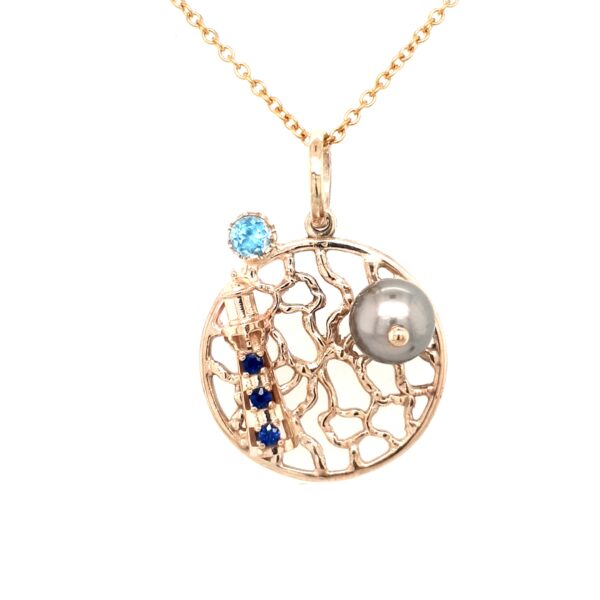 Coral Bay Collection Abrolhos Pearl and Sapphire Pendant_0