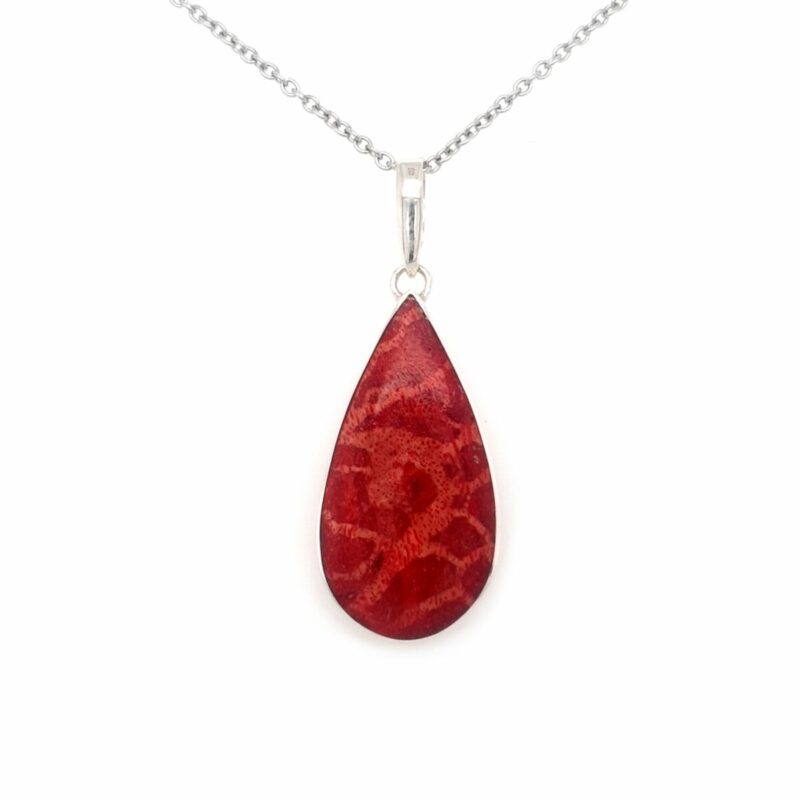 Leon Baker Sterling Silver and Red Sponge Coral Pendant_0
