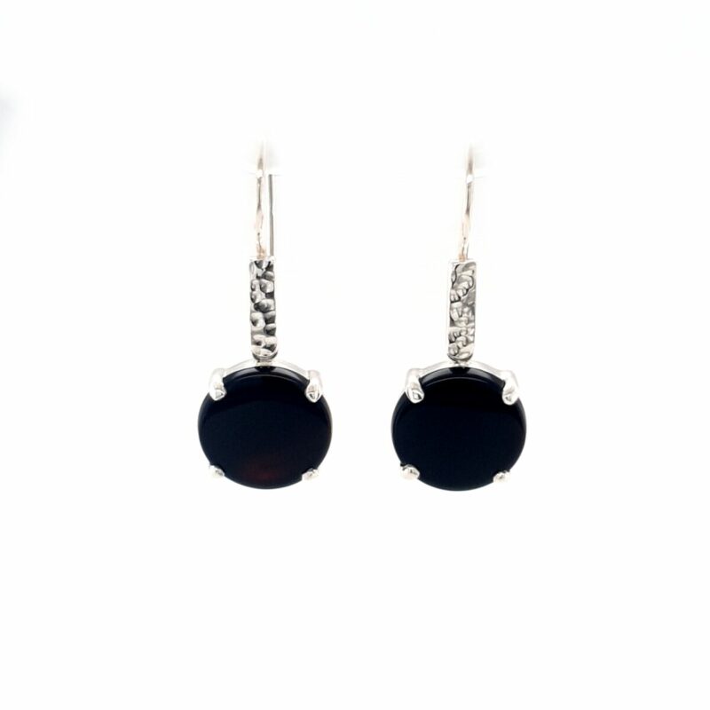 Leon Baker Sterling Silver and Onyx Round Drop Earrings_0