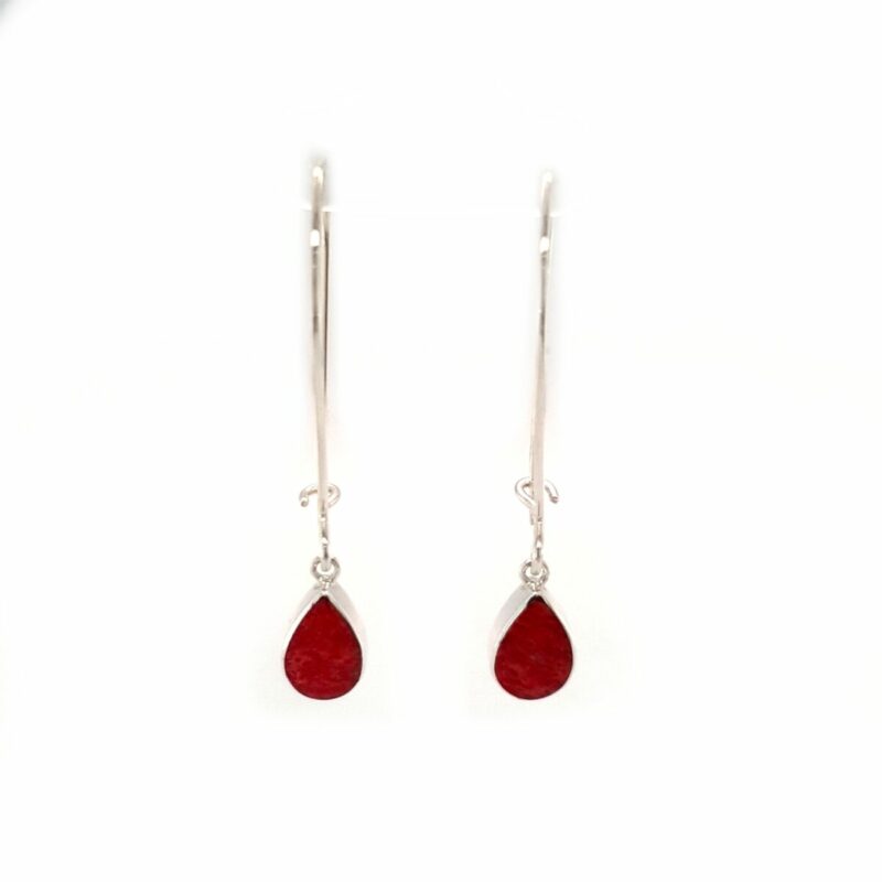Leon Baker Sterling Silver and Red Sponge Coral Earrings_0