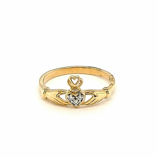 Leon Baker 9K Yellow Gold and Diamond Claddagh Ring_0