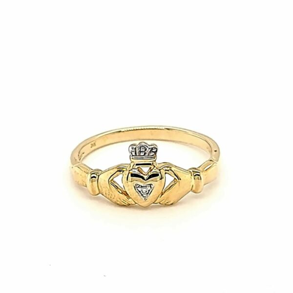 Leon Baker 9K Yellow Gold and Diamond Claddagh Ring_0