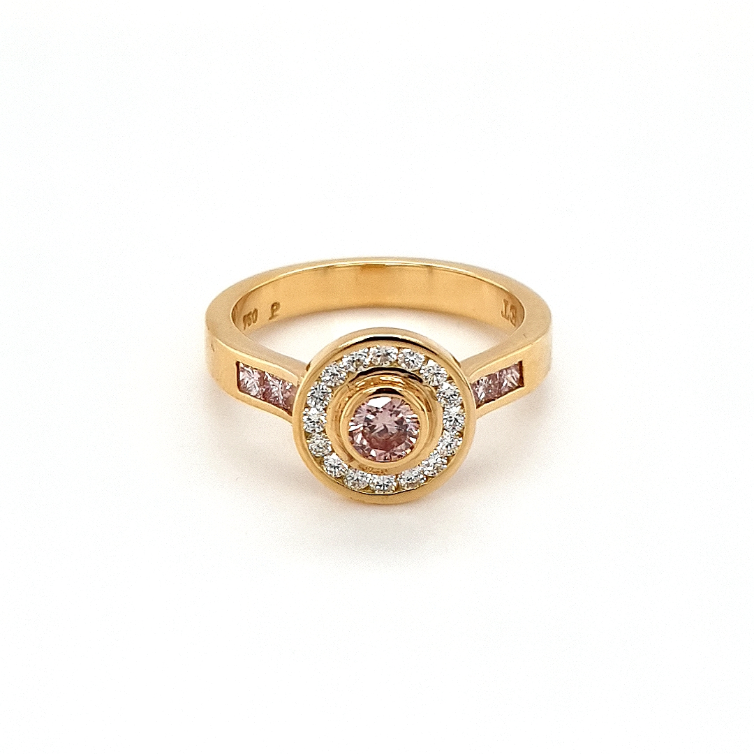 Leon Baker 18K Yellow Gold Pink and White Diamond Engagement Ring_0