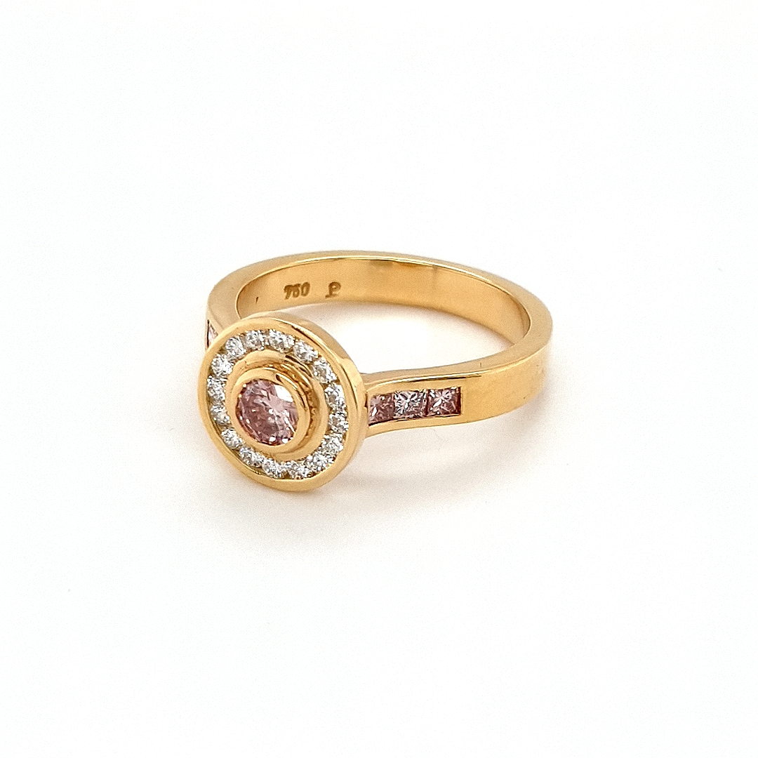 Leon Baker 18K Yellow Gold Pink and White Diamond Engagement Ring_1