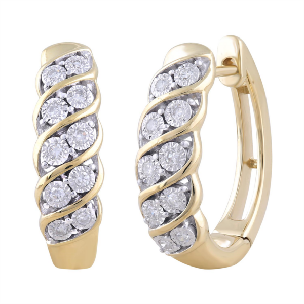Royal Diamond 9K Yellow Gold and Diamond Earrings_0