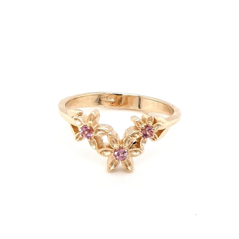 Leon Baker 9K Yellow Gold and Pink Spinel Tinsel Lily Ring_0