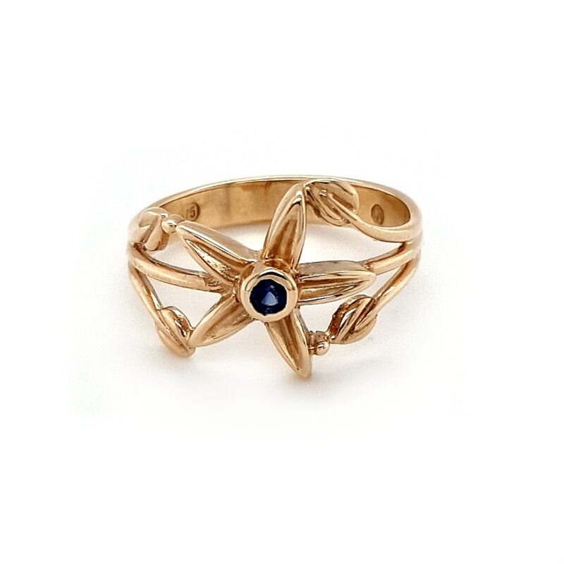 Leon Baker 9K Yellow Gold and Blue Sapphire Lily Ring_0