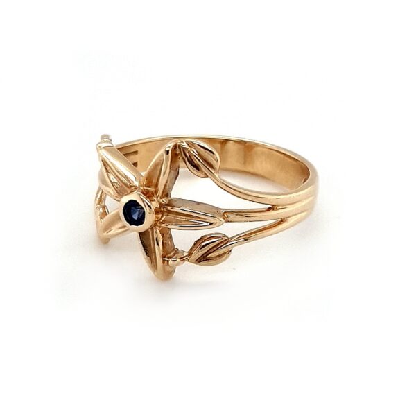 Leon Baker 9K Yellow Gold and Blue Sapphire Lily Ring_1