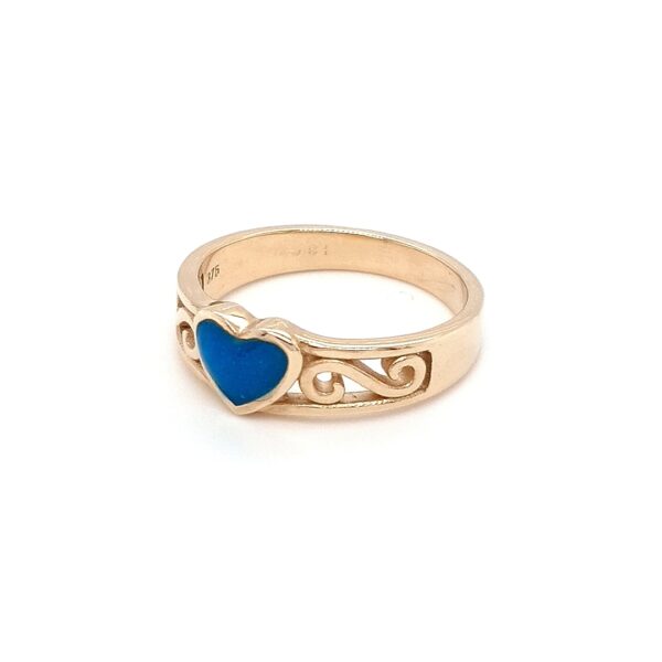 Leon Baker 9K Yellow Gold and Blue Enamel Heart Ring_1